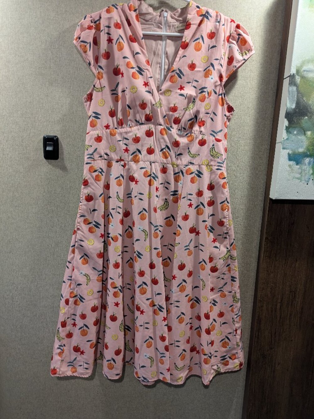 eShakti | Wayward Fancies Fit & Flare Fruit Print Dress | Size 14 | Vintage